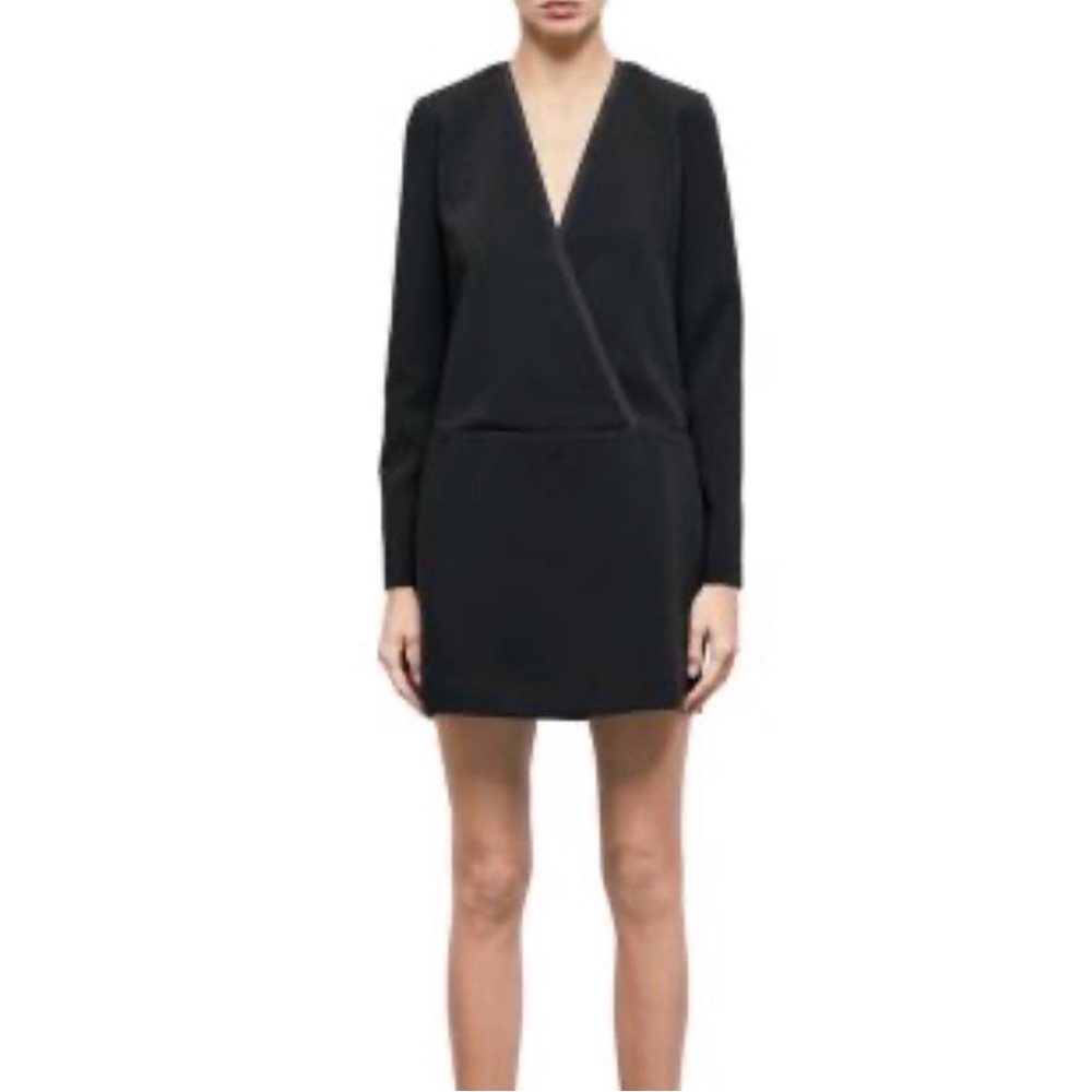 The Kooples Black Crossover Drop Waist Long Sleeve Shift Dress NWT | M